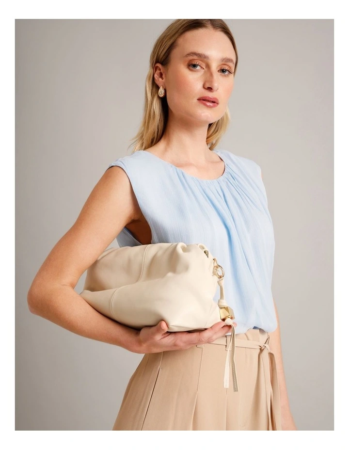 Gathered Neck Sleeveless Top in Light Blue image 2