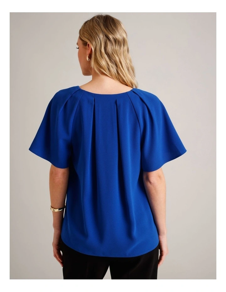 Tuck Shoulder Crepe Top in Cobalt image 5