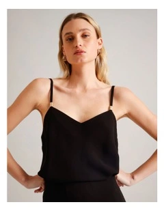 V-Neck Cami With Hardware in Black