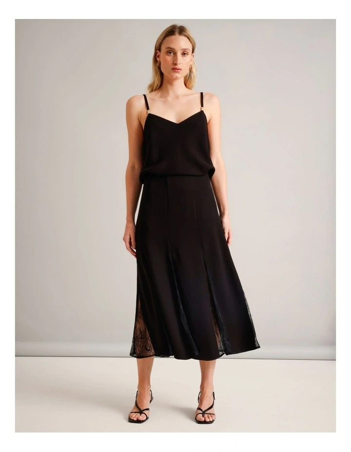 V-Neck Cami With Hardware in Black image 2