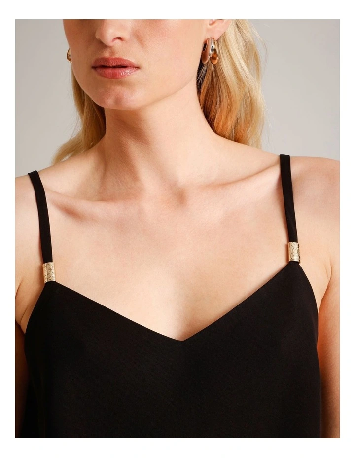 V-Neck Cami With Hardware in Black image 6