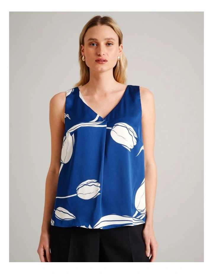 V-Neck Satin Tank in Assorted image 1