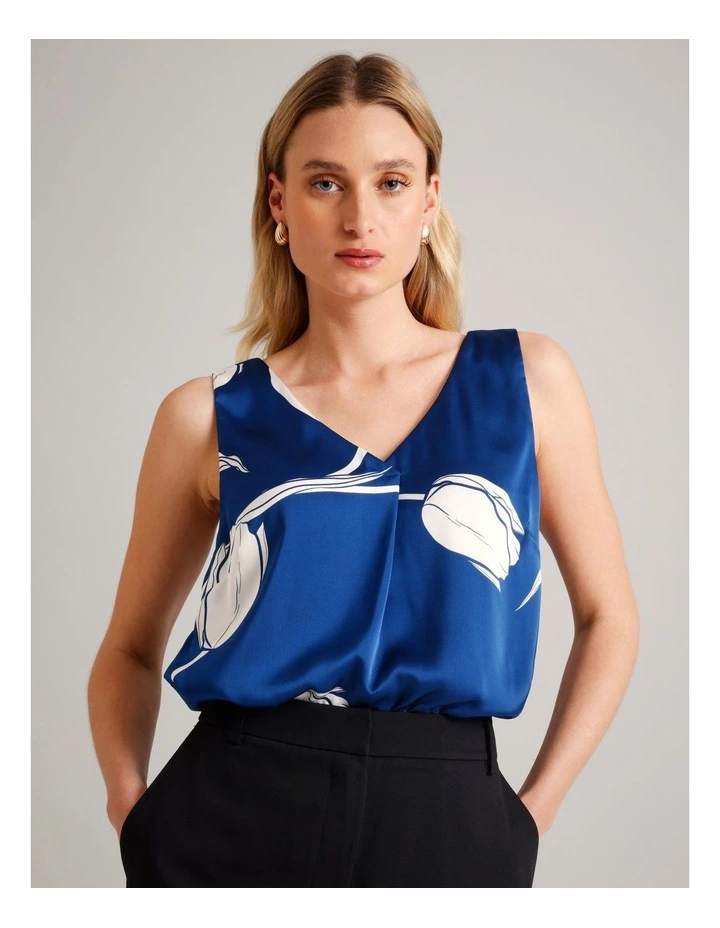 V-Neck Satin Tank in Assorted image 3