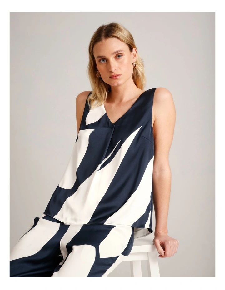V-Neck Satin Tank in Assorted image 1
