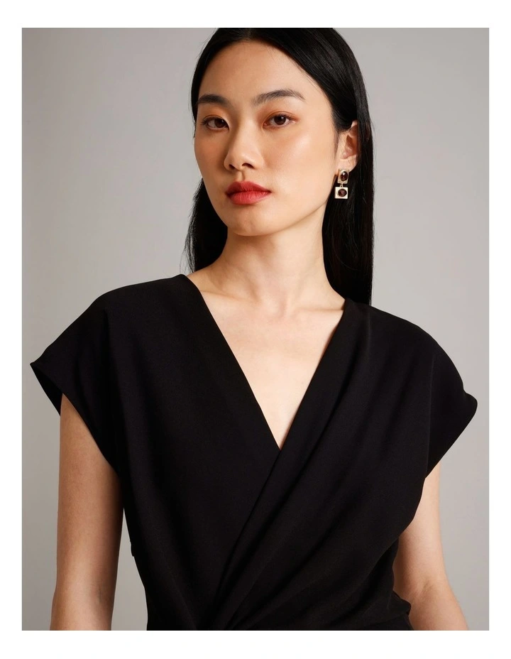 Twist Waist Detail Crepe Top in Black image 5
