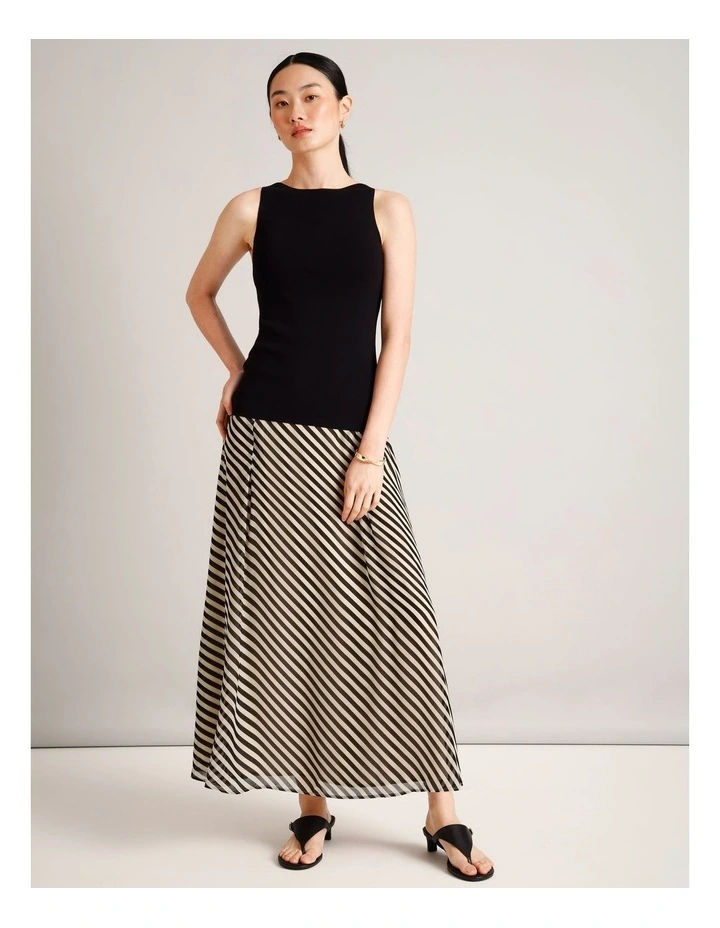 High Neck Knit Tank in Black image 3