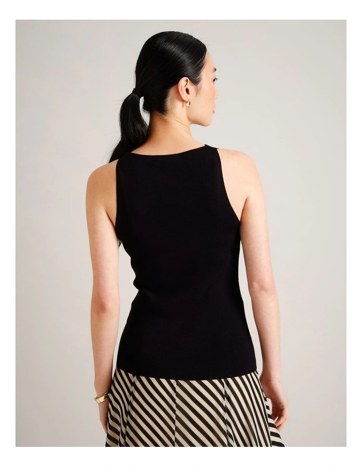 High Neck Knit Tank in Black image 6
