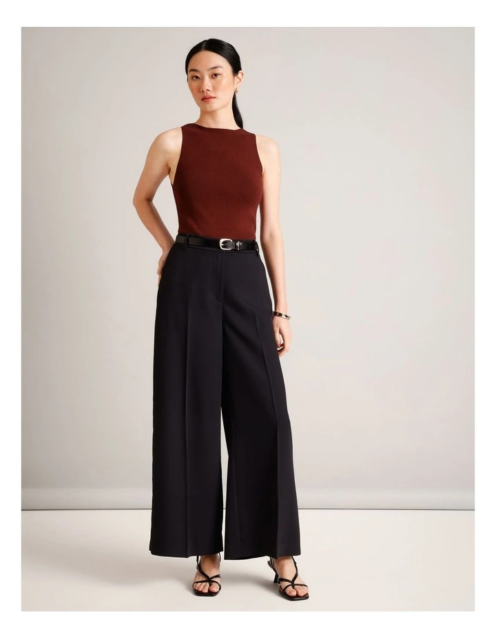 High Neck Knit Tank in Wine image 2