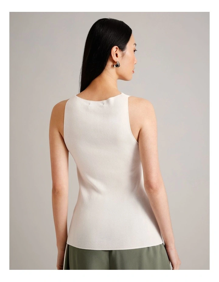High Neck Knit Tank in Ivory image 5