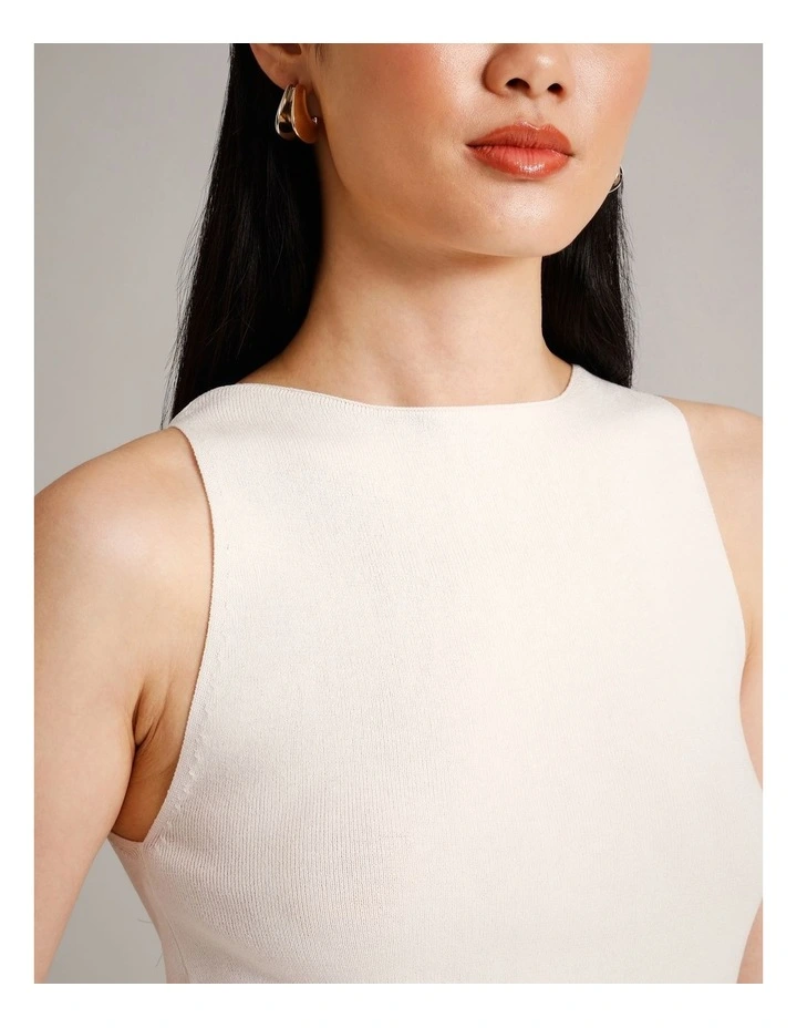 High Neck Knit Tank in Ivory image 6