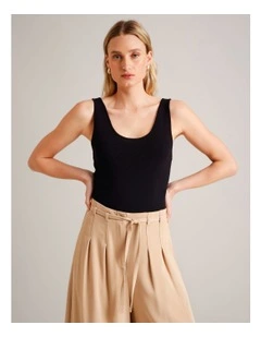 Scoop Neck Knit Tank in Black