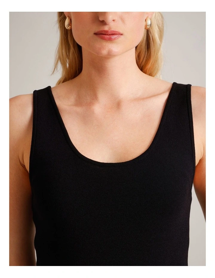Scoop Neck Knit Tank in Black image 5