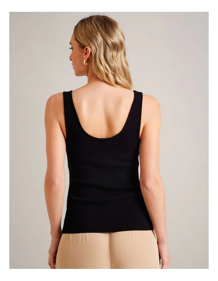 Scoop Neck Knit Tank in Black image 6