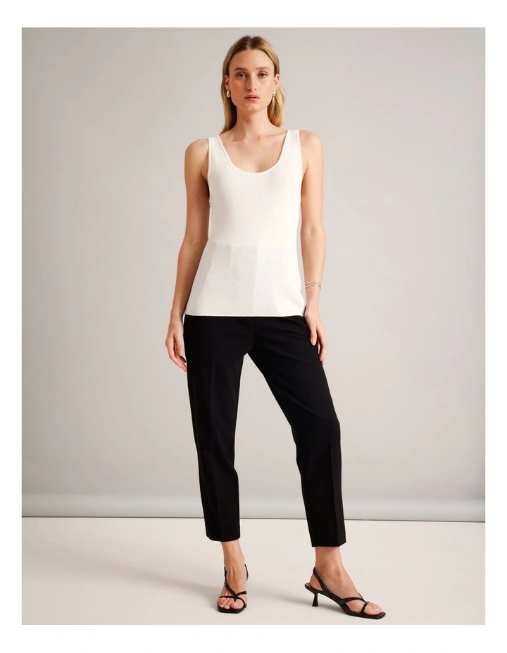 Scoop Neck Knit Tank in Ivory image 2