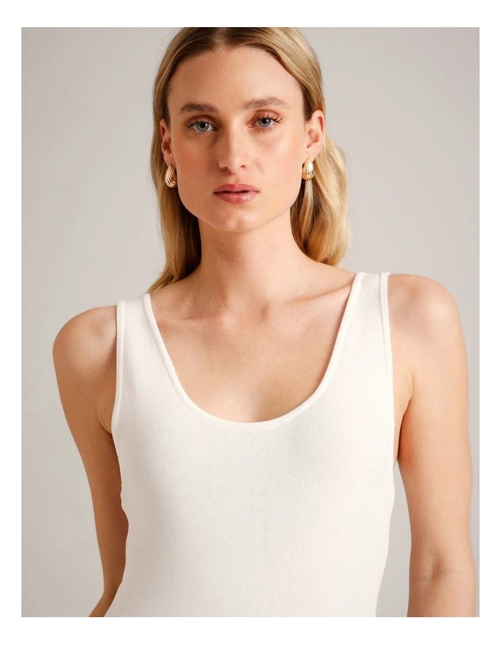 Scoop Neck Knit Tank in Ivory image 3