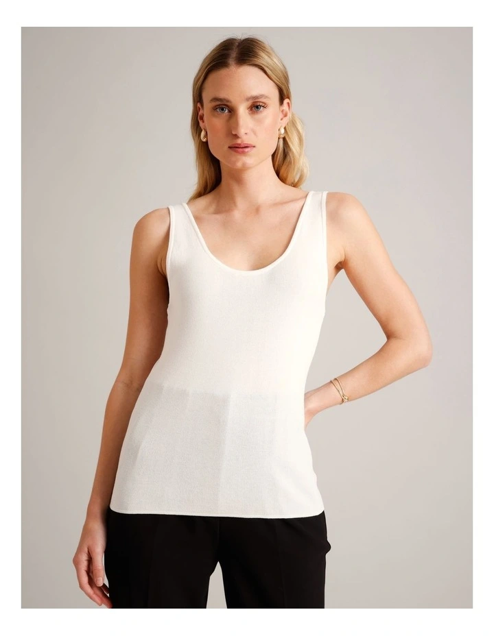 Scoop Neck Knit Tank in Ivory image 4