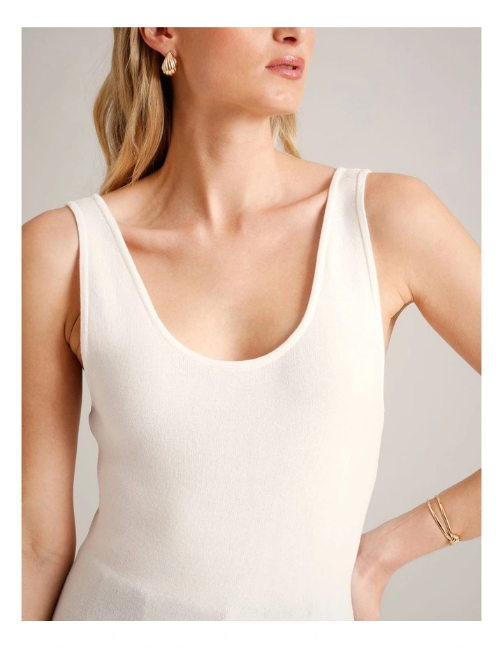 Scoop Neck Knit Tank in Ivory image 5