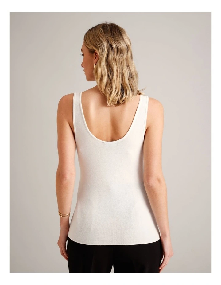 Scoop Neck Knit Tank in Ivory image 6