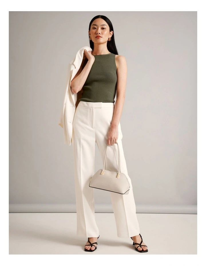 High Neck Knit Tank in Khaki image 2