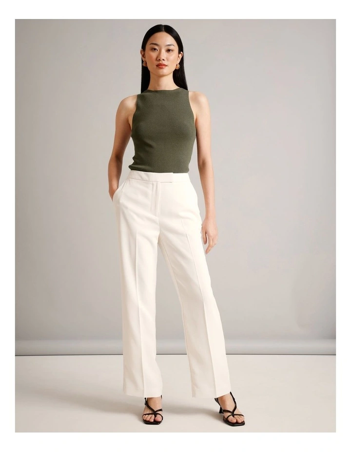 High Neck Knit Tank in Khaki image 7