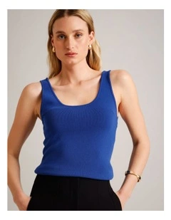 Scoop Neck Knit Tank in Cobalt