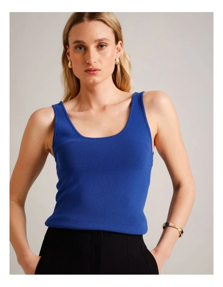 Scoop Neck Knit Tank in Cobalt image 1