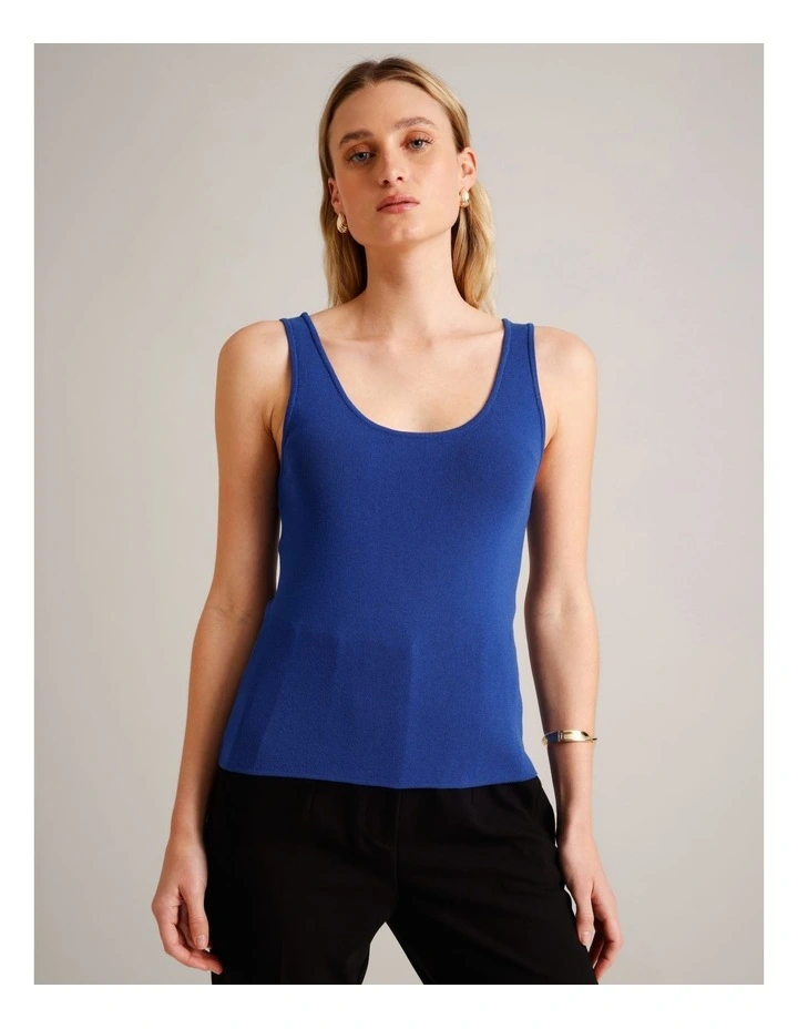 Scoop Neck Knit Tank in Cobalt image 2