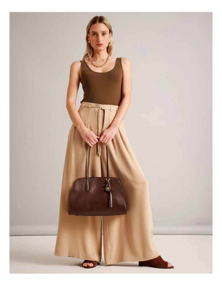 Scoop Neck Knit Tank in Brown image 2