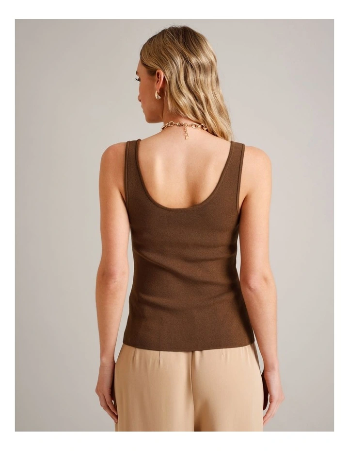 Scoop Neck Knit Tank in Brown image 6