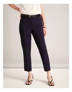 Organic Cotton Blend Sateen Pant in Navy