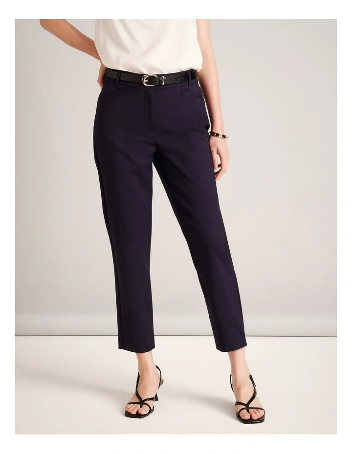 Organic Cotton Blend Sateen Pant in Navy image 1