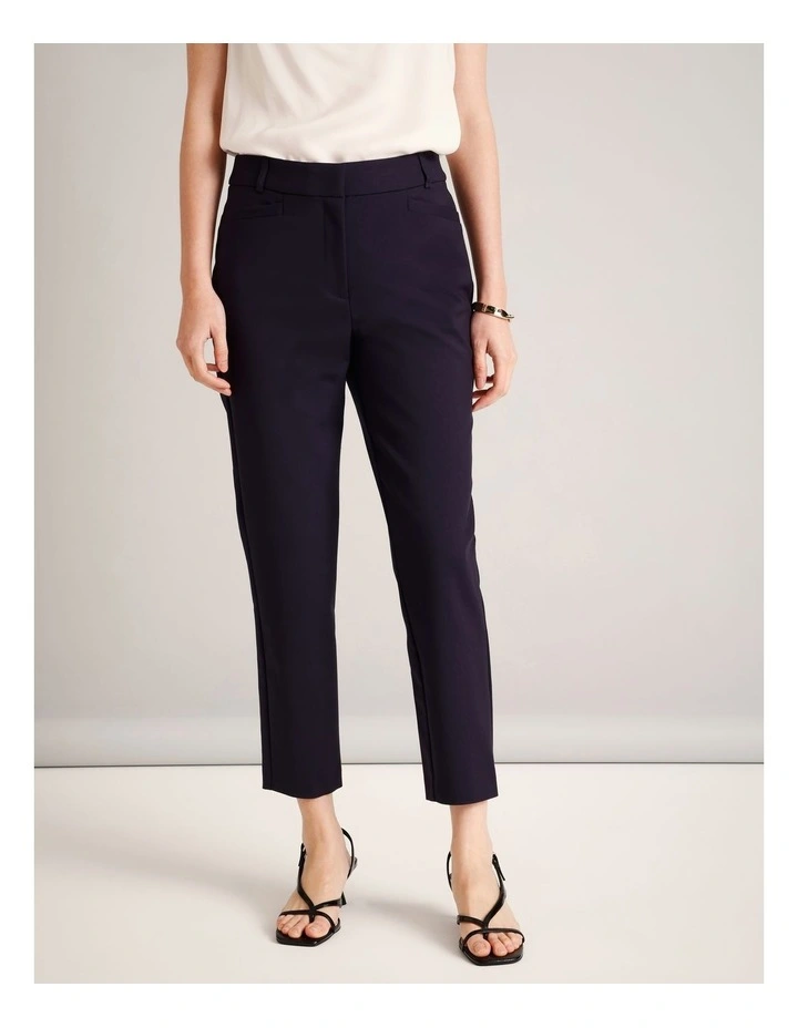Organic Cotton Blend Sateen Pant in Navy image 3