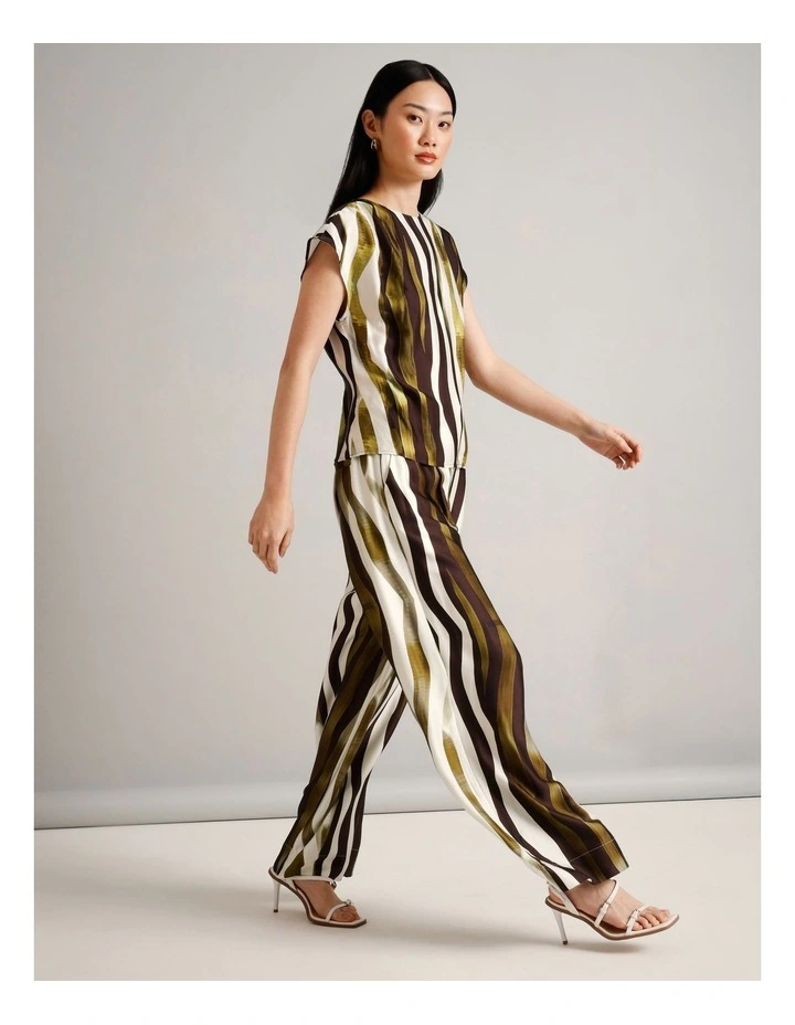 Viscose Blend Elasticated Wide Leg Printed Pant in Assorted image 3