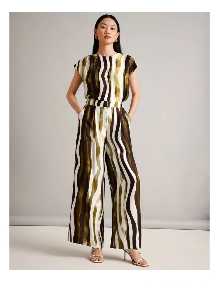 Viscose Blend Elasticated Wide Leg Printed Pant in Assorted image 5