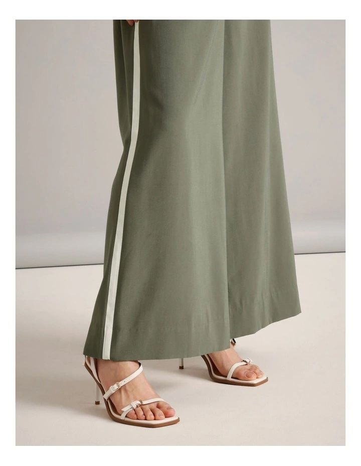 Sandwashed Viscose Blend Contrast Detail Pant in Khaki image 4