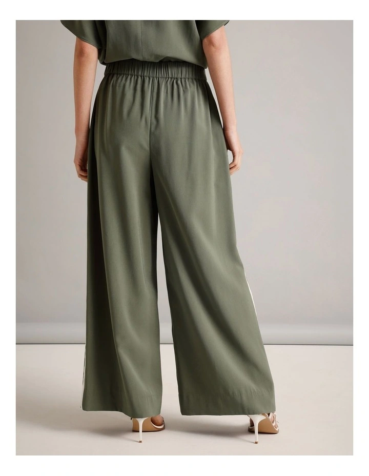 Sandwashed Viscose Blend Contrast Detail Pant in Khaki image 6