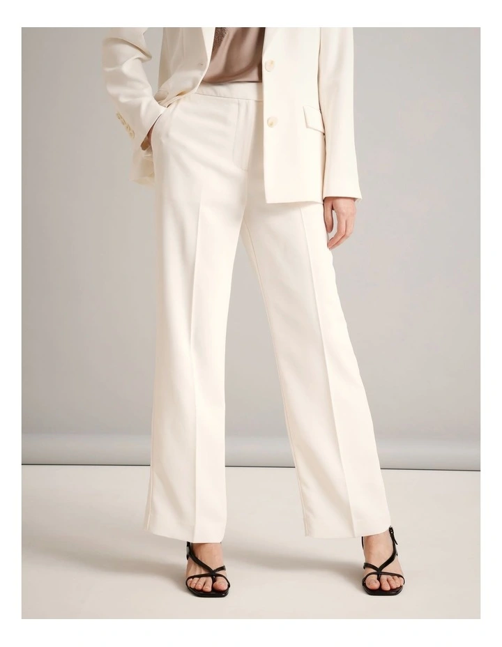 Textured Polyester Straight Leg Pant in Ecru image 2