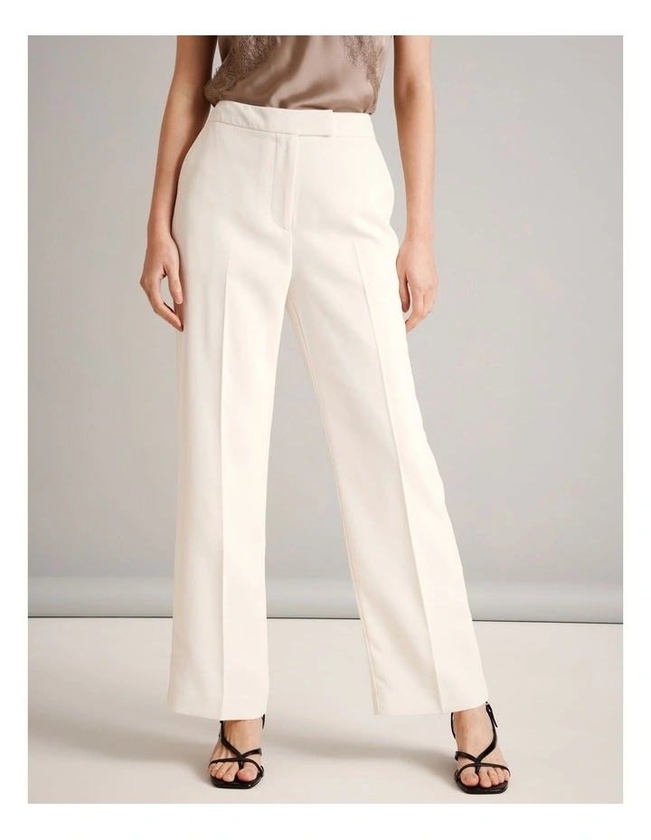 Textured Polyester Straight Leg Pant in Ecru image 4