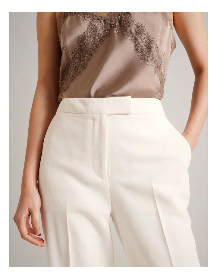 Textured Polyester Straight Leg Pant in Ecru image 5