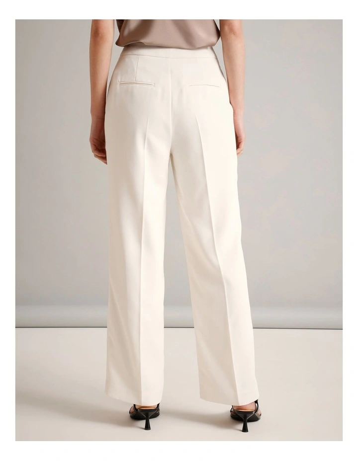 Textured Polyester Straight Leg Pant in Ecru image 6