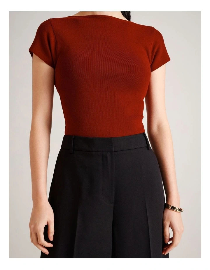 Textured Polyester Wide Leg Pant in Black image 3