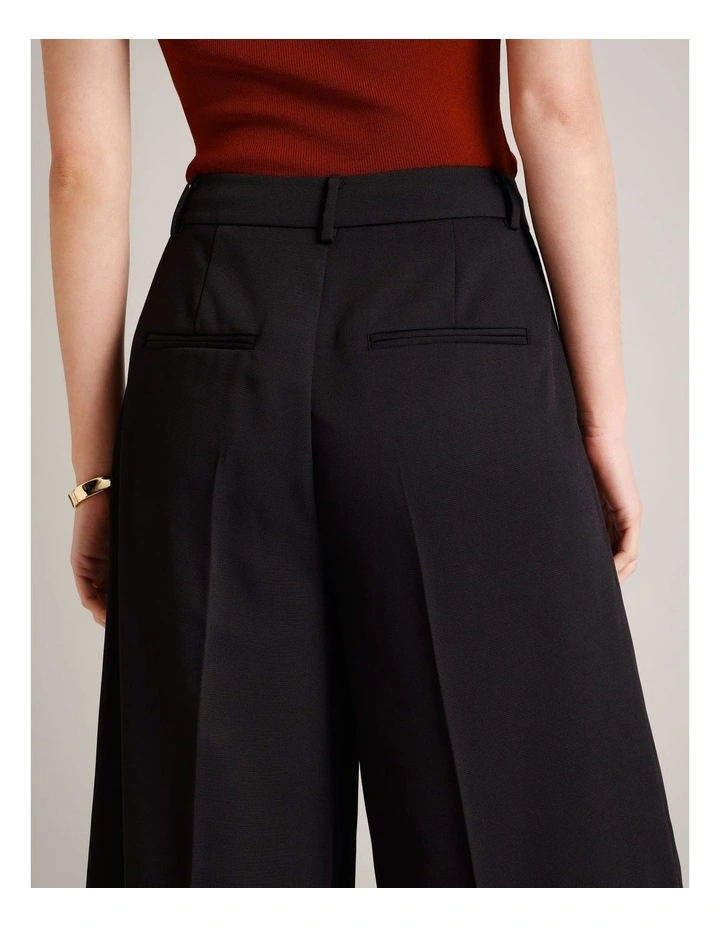 Textured Polyester Wide Leg Pant in Black image 6