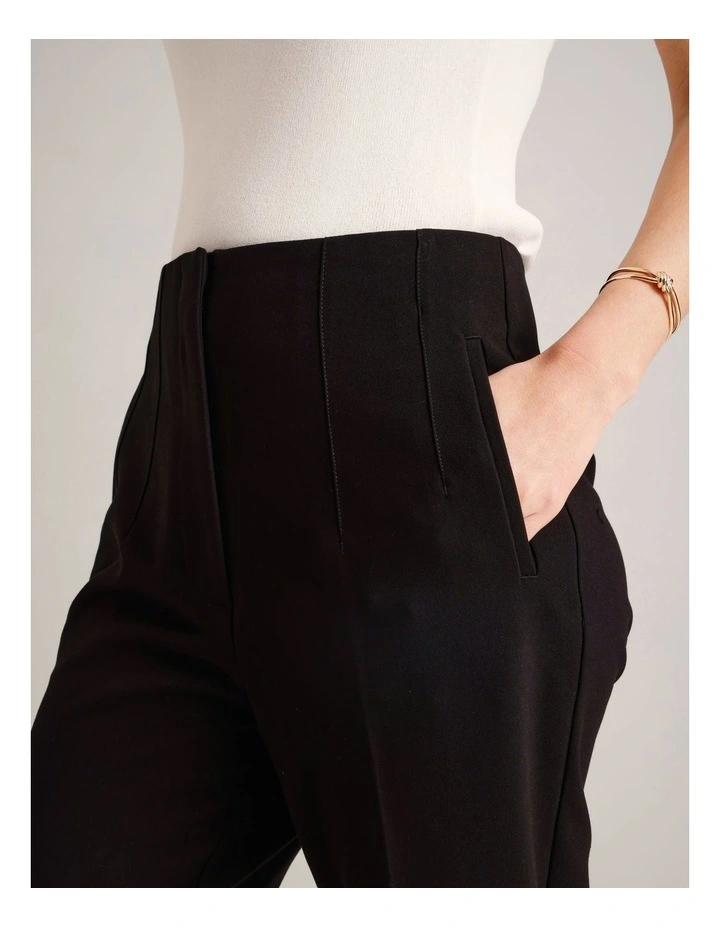 Recycled Polyester Blend Darted Tapered Pant in Black image 3
