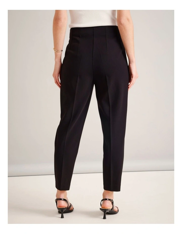 Recycled Polyester Blend Darted Tapered Pant in Black image 5
