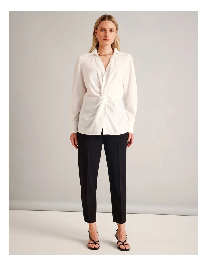 Recycled Polyester Blend Darted Tapered Pant in Black image 6