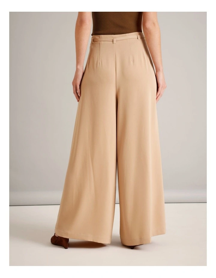 Tie Detail Wide Leg Pant in Camel image 5