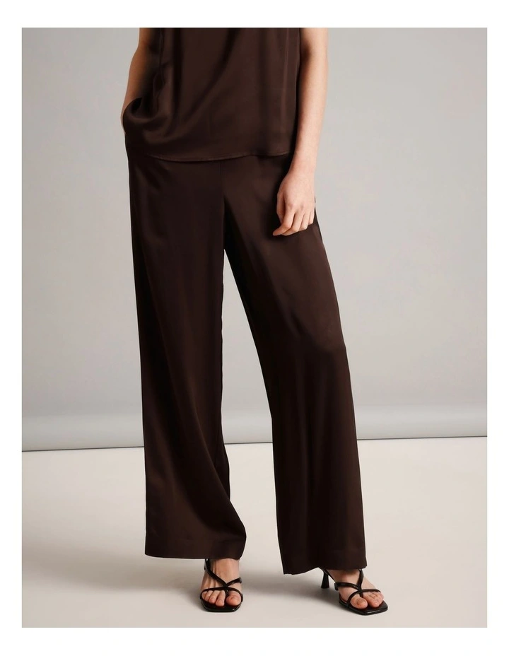 Fluid Satin Pant in Brown image 1