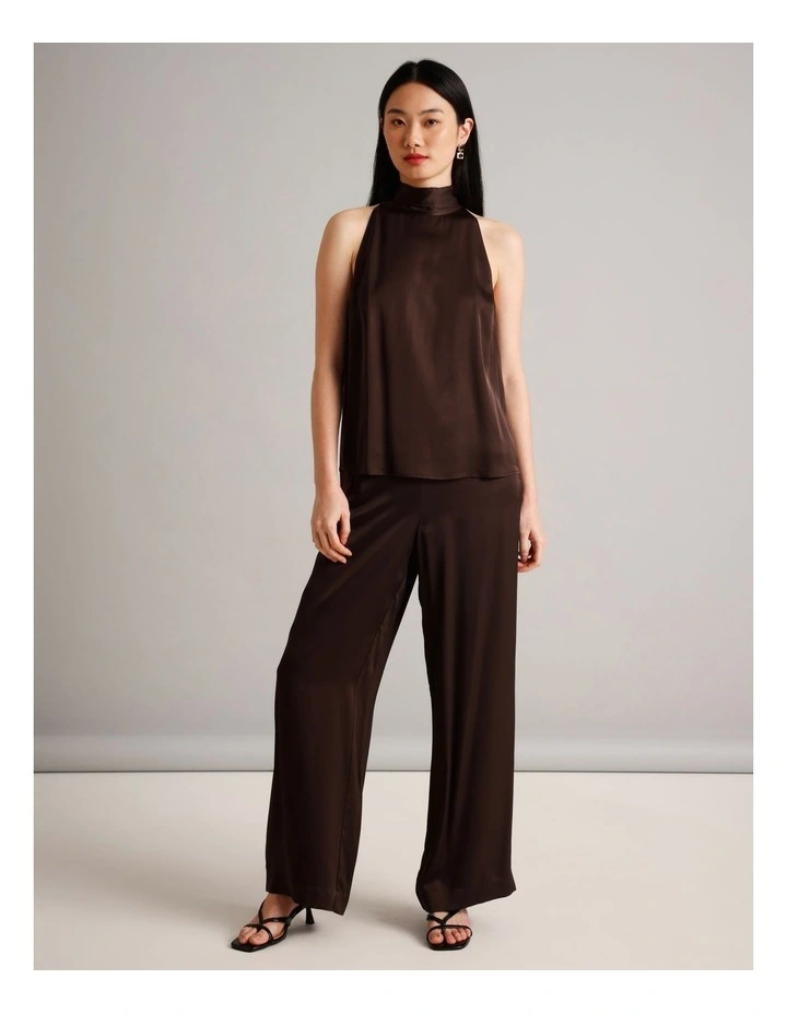 Fluid Satin Pant in Brown image 2