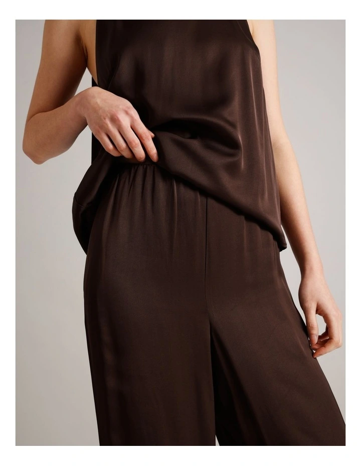Fluid Satin Pant in Brown image 3
