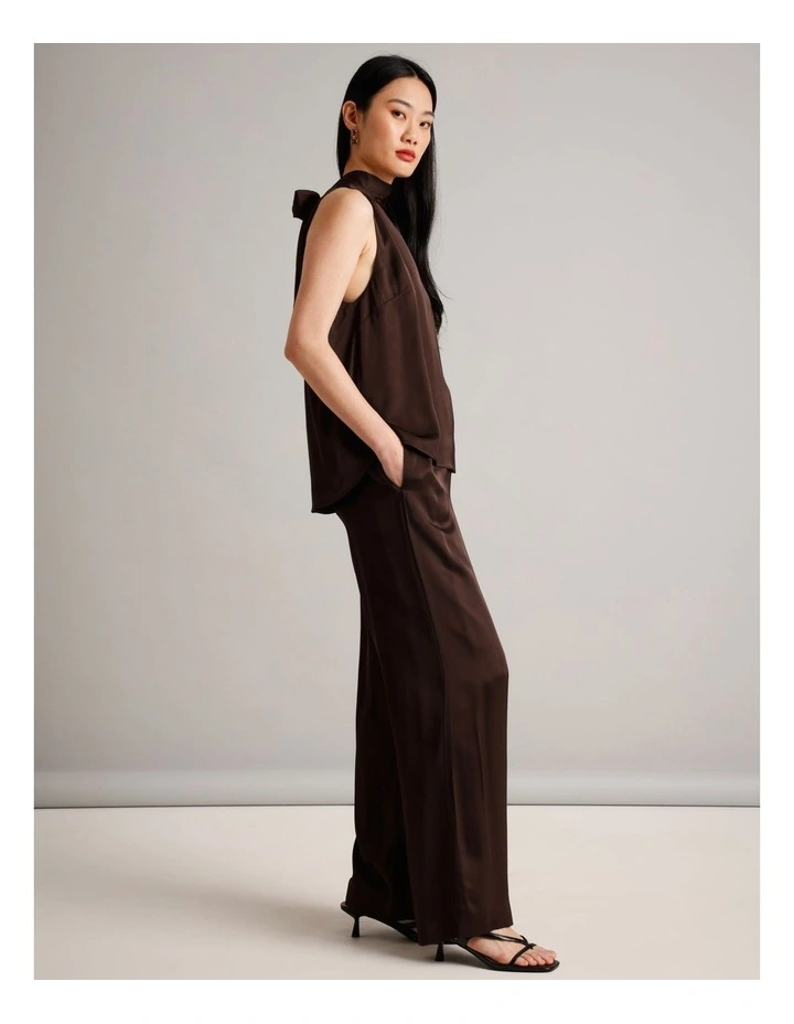 Fluid Satin Pant in Brown image 4